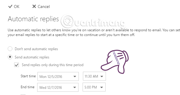 How to set up automatic replies on webmail Outlook Picture 5