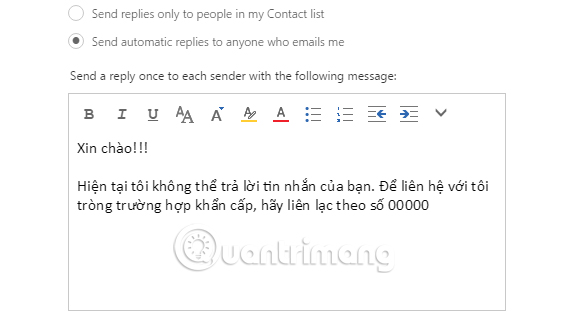 How to set up automatic replies on webmail Outlook Picture 6