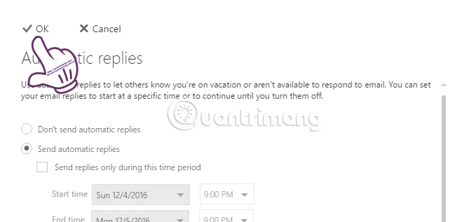 How to set up automatic replies on webmail Outlook Picture 7