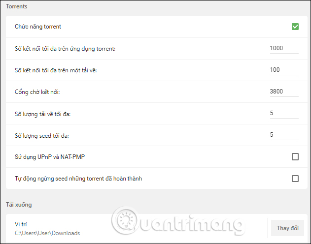 How to set up Coc Coc default download torrent Picture 3