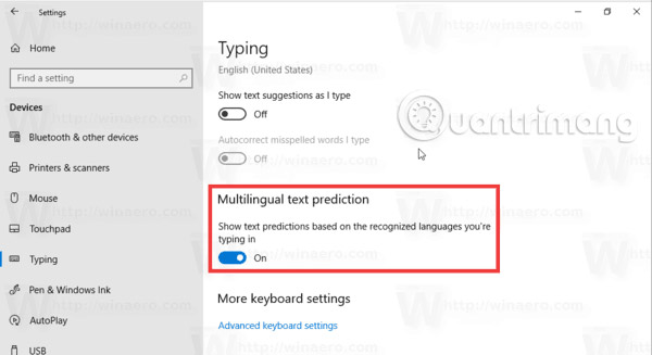 How to set up features Multilingual Text Prediction in Windows 10 Picture 1