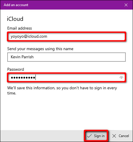 how to set up icloud email on windows