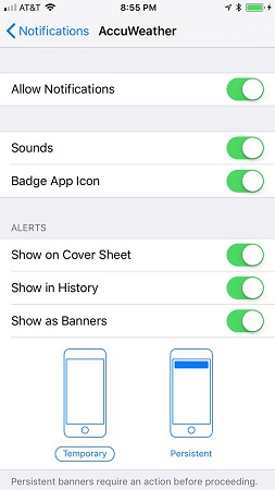 How to set up the types of messages displayed on the iPhone Cover Sheet Picture 2