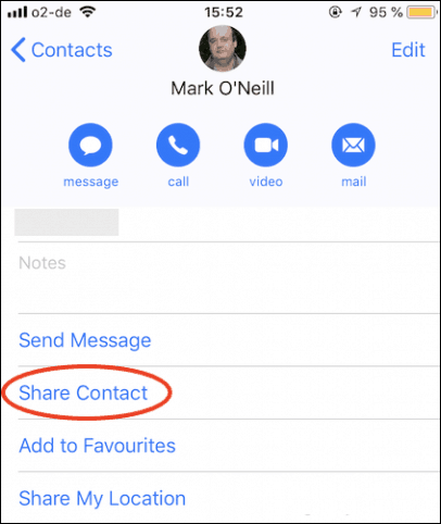 How to share phone contacts via iMessage and WhatsApp Picture 1
