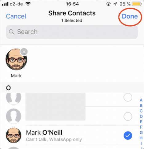 How to share phone contacts via iMessage and WhatsApp Picture 8