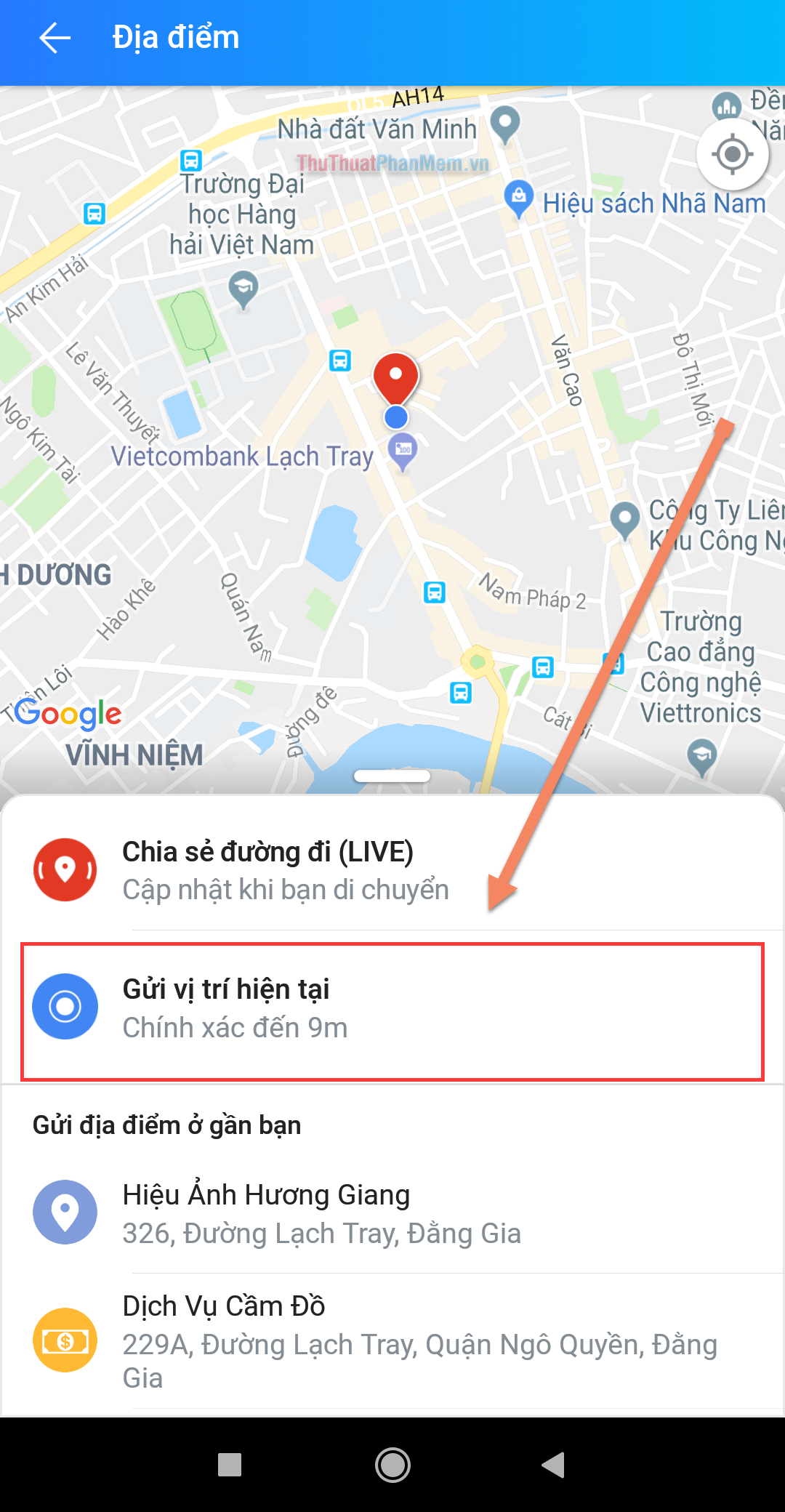 How to share the current position on Zalo to a friend Picture 12