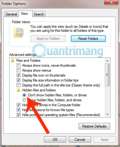 How to show or hide files in Windows 7 Picture 12