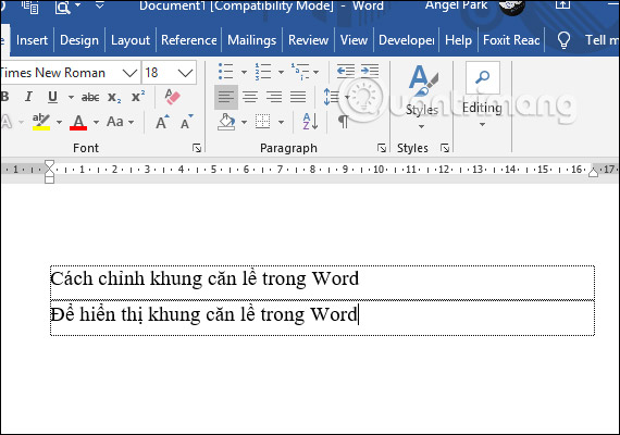 How to show the alignment frame in Word - TipsMake.com