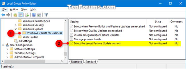 How to specify the target feature update version in Windows 10 Picture 1