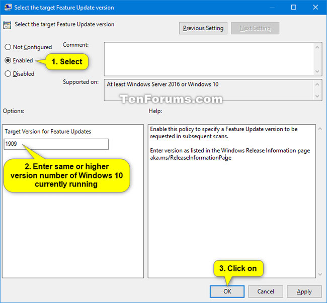 How to specify the target feature update version in Windows 10 Picture 3
