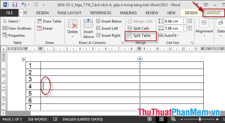 How to split cells, combine cells (cells) in Word table Picture 8