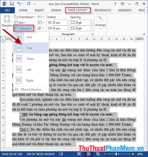 How to split columns in Word and tips or handle columns in Word Picture 1