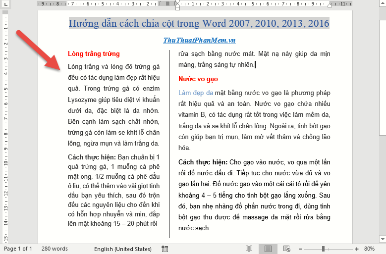 How to split columns in Word - Instructions on dividing columns in Word 2007, 2010, 2013, 2016 Picture 8
