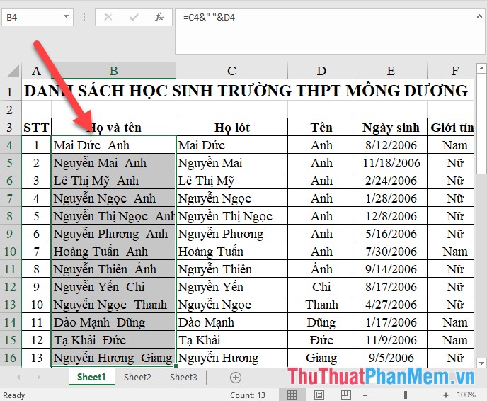 How to split, merge first name in Excel Picture 15
