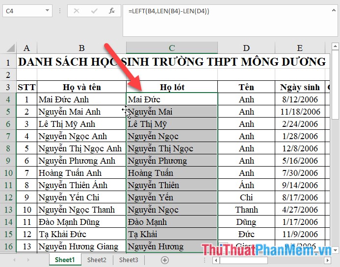 How to split, merge first name in Excel Picture 8