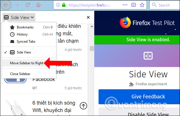 How to split the Firefox window with Side View Picture 6