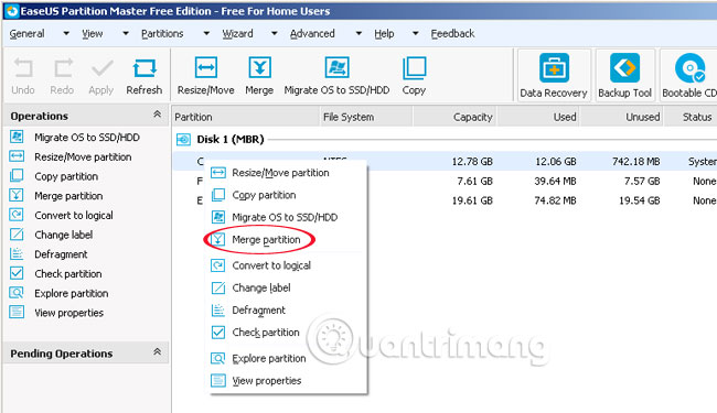 Picture 12 of How to split the hard drive, merge the partition on Windows XP without worrying about losing data