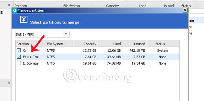 Picture 13 of How to split the hard drive, merge the partition on Windows XP without worrying about losing data