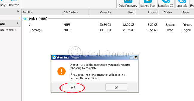 Picture 17 of How to split the hard drive, merge the partition on Windows XP without worrying about losing data