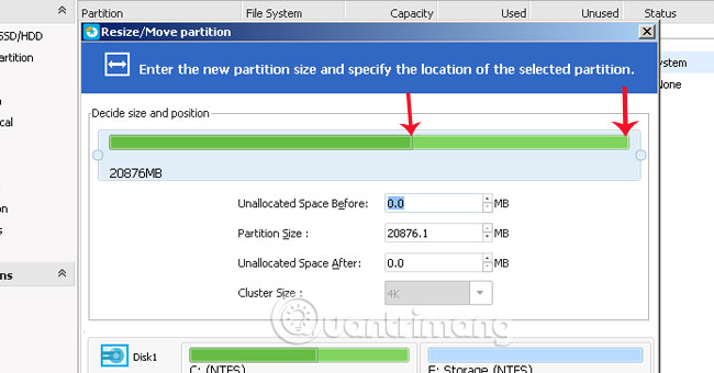 Picture 3 of How to split the hard drive, merge the partition on Windows XP without worrying about losing data