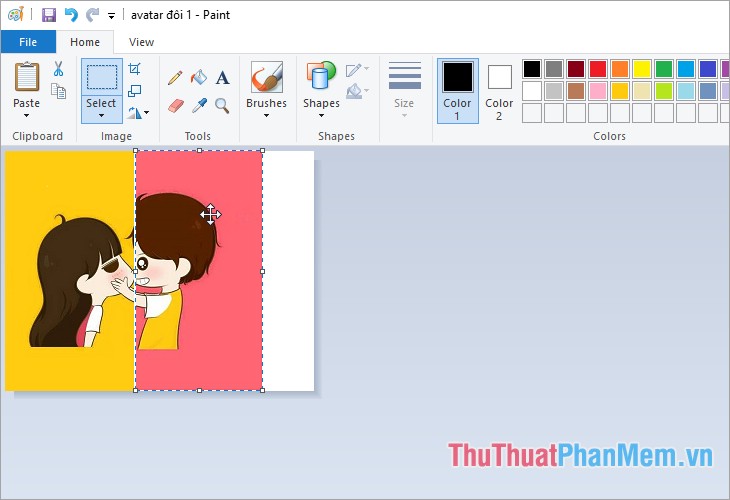 How to stitch photos, cut photos with Paint Picture 10