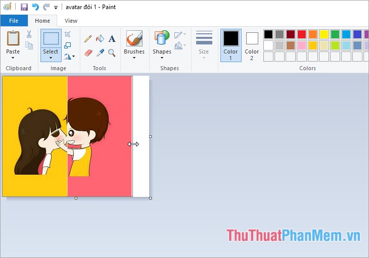 How to stitch photos, cut photos with Paint Picture 11