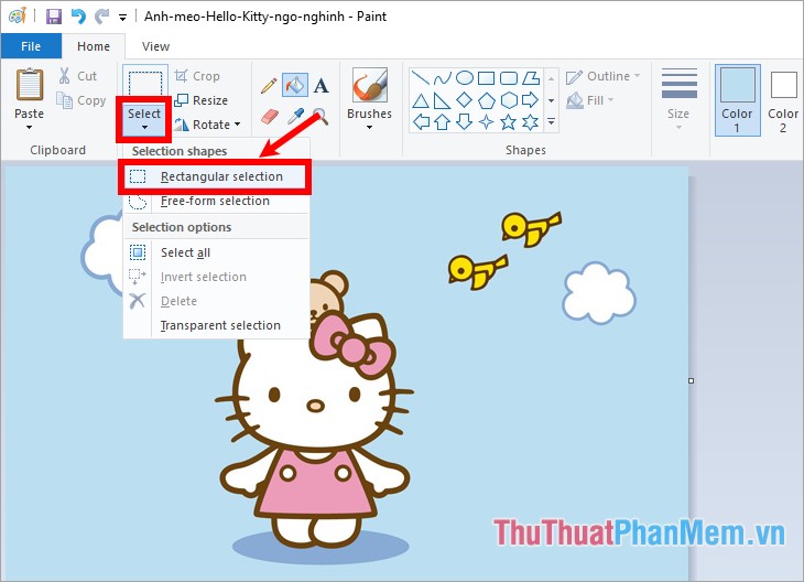 How to stitch photos, cut photos with Paint Picture 14