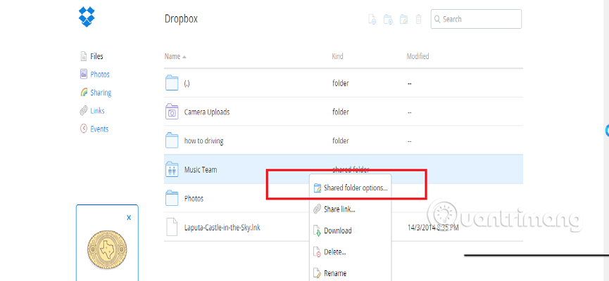 How to synchronize specific folders and share folders in Dropbox Picture 10
