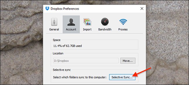How to synchronize specific folders and share folders in Dropbox Picture 3