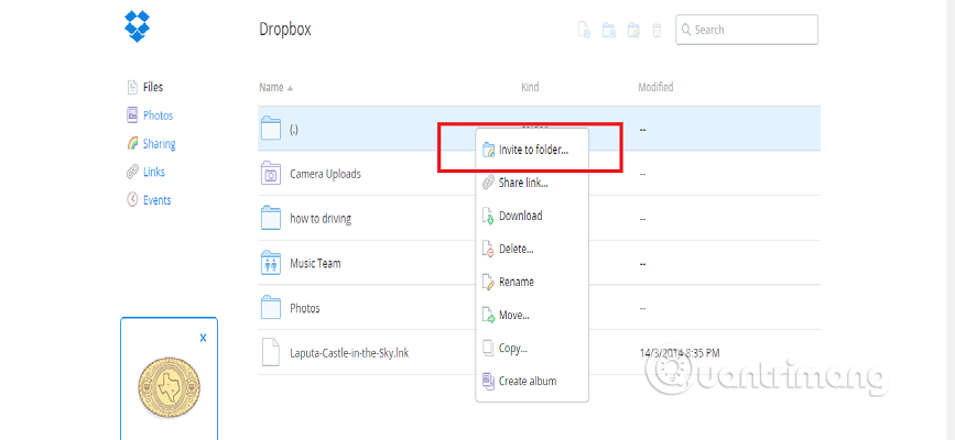 How to synchronize specific folders and share folders in Dropbox Picture 8
