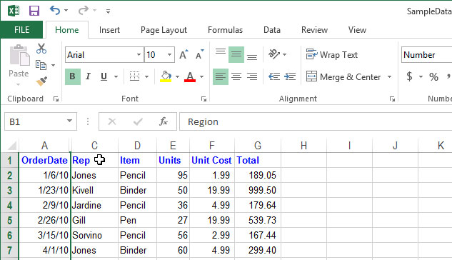 How to temporarily hide rows and columns in Excel 2013 Picture 7