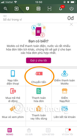 How to transfer money with Momo wallet - TipsMake.com