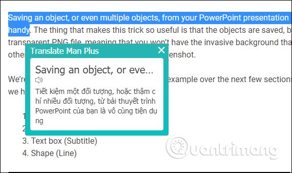 How to translate words in photos on Chrome using Translate Man Plus Picture 6