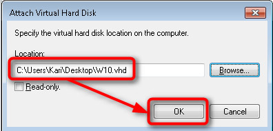 How to try it, Windows 10 test right on the real computer, using the available VHD file of Microsoft Picture 9