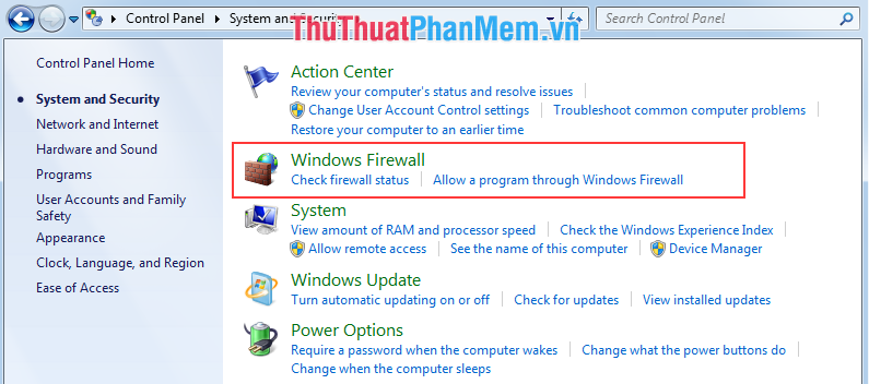 How to turn firewall (Firewall) on Win 7 Picture 4