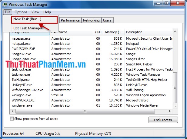 How to turn it back on, restart Windows Explorer when it hangs Picture 6