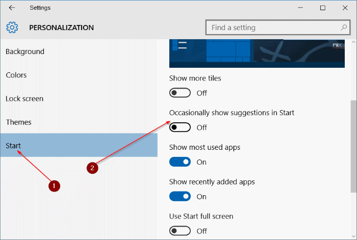 How to turn off application loading suggestions on Windows 10 Start Menu? Picture 4