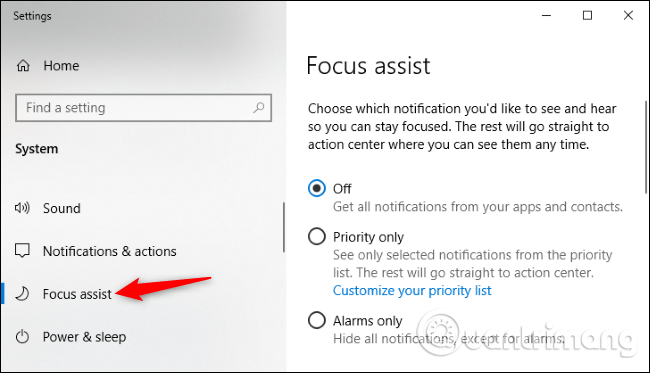 How to turn off Focus Assist notifications on Windows 10 Picture 1
