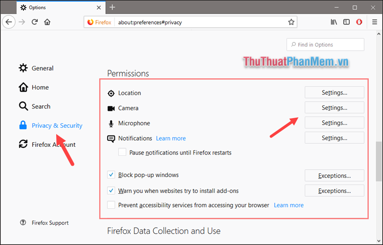 How to turn off Location, Javascript, Flash, Popup, Cookies, Camera on Cốc Cốc, Chrome, Edge, Firefox Picture 5