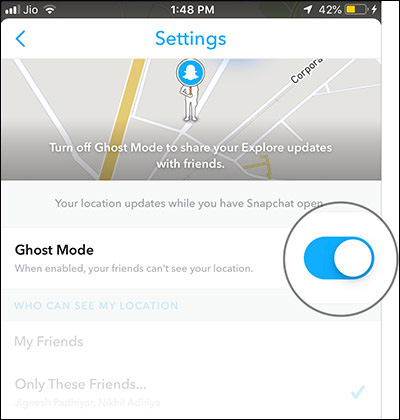 How to turn off location sharing in Snapchat on iPhone and Android Picture 4