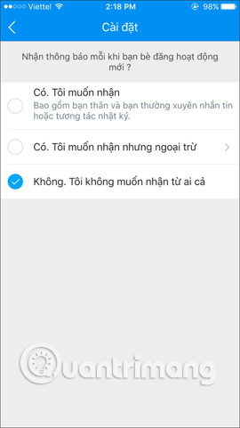How to turn off log notifications and moments on Zalo Picture 6