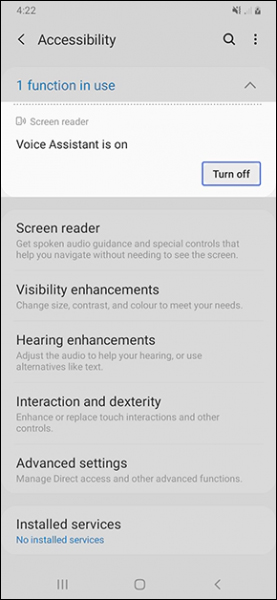 How to turn off screen reading on Samsung Galaxy Picture 3