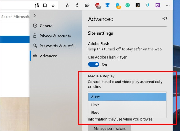 How to turn off self-running videos on Microsoft Edge Picture 3