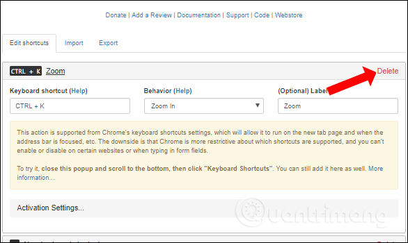 How to turn off shortcuts on Google Chrome Picture 5