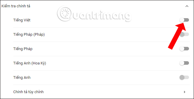 How to turn off spell-checking spelling corrections in Vietnamese on Chrome Picture 5