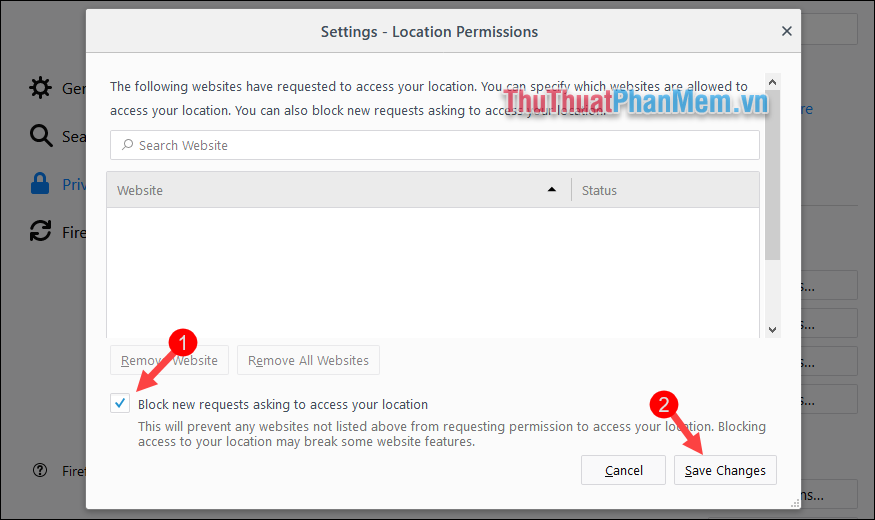 How to turn off the request for location when browsing the web in Cốc Cốc, Chrome, Edge, Firefox Picture 7