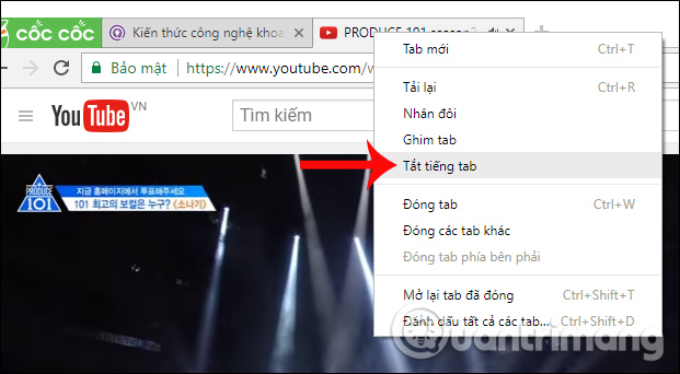 How to turn off the sound on Coc Coc Browser tab Picture 6