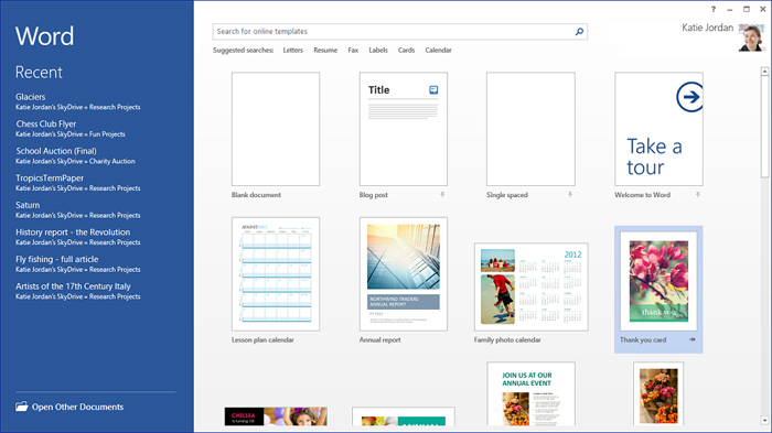 How to turn off the Start interface on Word 2016 Picture 1