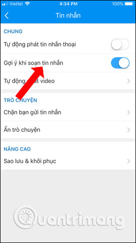 How to turn off the suggestion of writing a message on Zalo Picture 10