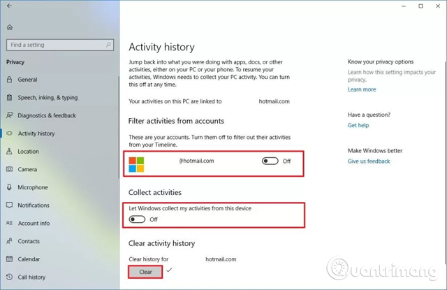 How to turn off the Timeline feature on Windows 10 - TipsMake.com